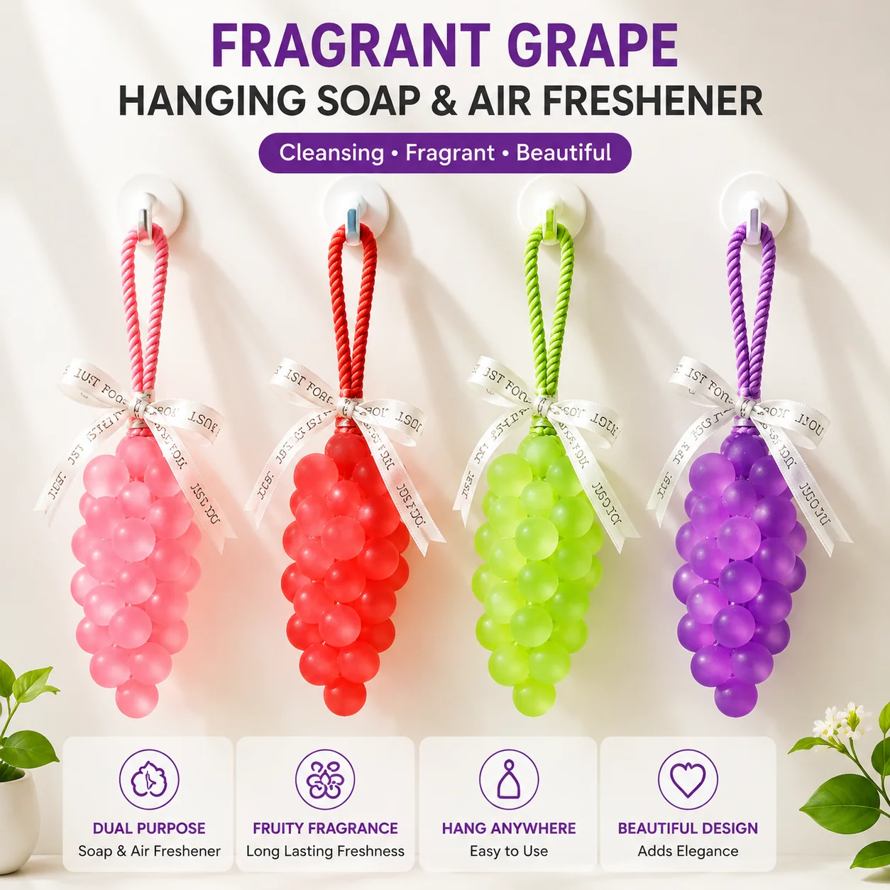 Grape Shaped Hanging Bath Soap – 2 in 1 Scented Soap & Air Freshener