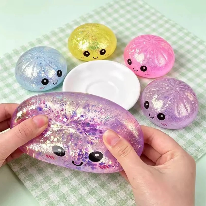 Mini Glitter Dumpling Squishy Ball – Soft Sensory Fidget Toy for Kids
