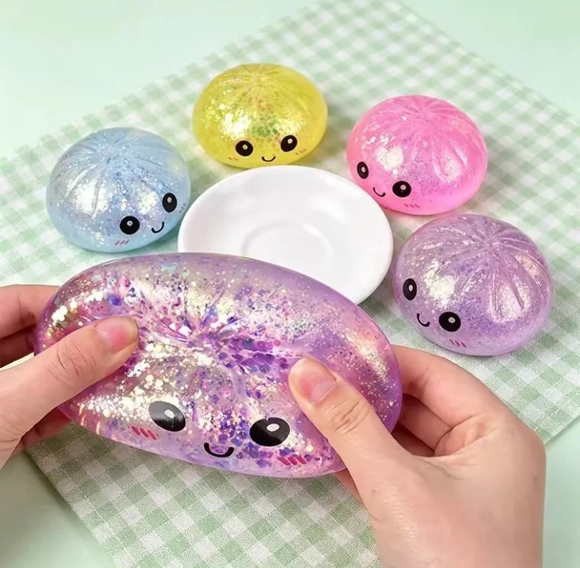 Mini Glitter Dumpling Squishy Ball – Soft Sensory Fidget Toy for Kids