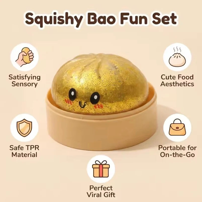 Mini Glitter Dumpling Squishy Ball – Soft Sensory Fidget Toy for Kids