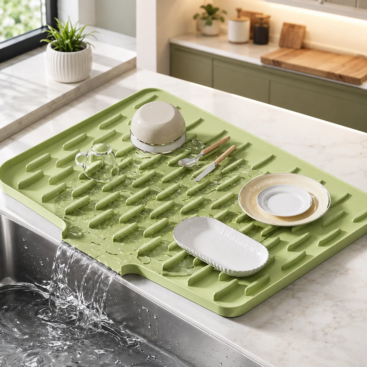 Silicone Anti Slip Kitchen Drain Mat – Waterproof Drying Pad