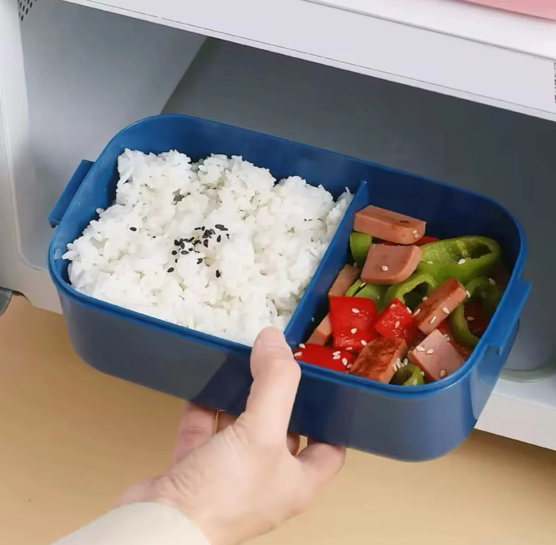 Kendy Portable Rectangle Lunch Box with Spoon & Fork, Crystal Clear Lid Kids School Lunch Box, Multipurpose Food Storage Container