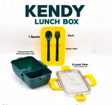 Kendy Portable Rectangle Lunch Box with Spoon & Fork, Crystal Clear Lid Kids School Lunch Box, Multipurpose Food Storage Container