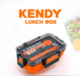Kendy Portable Rectangle Lunch Box with Spoon & Fork, Crystal Clear Lid Kids School Lunch Box, Multipurpose Food Storage Container