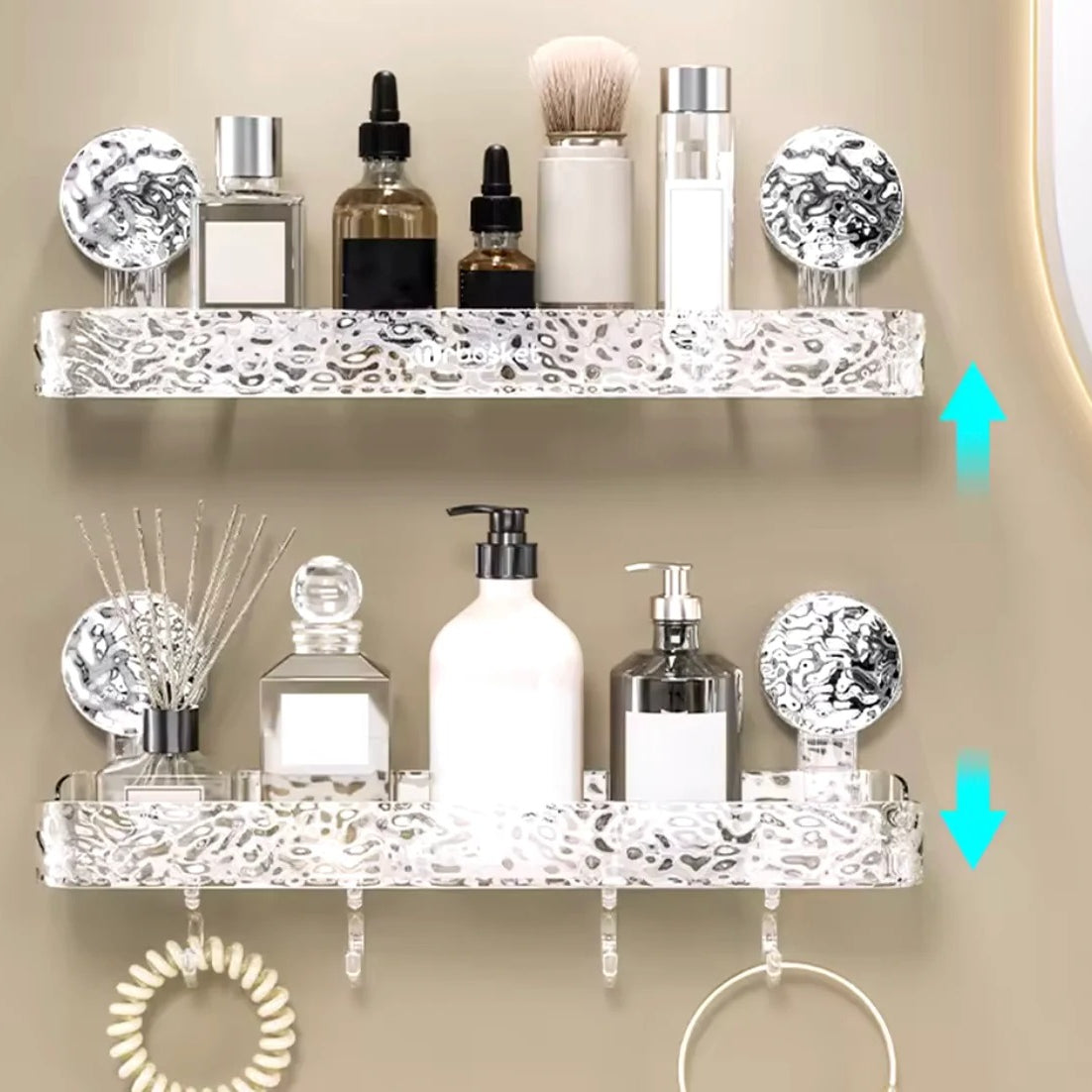 Transparent Suction Cup Bathroom Shelf – Wall Mounted Storage Organizer