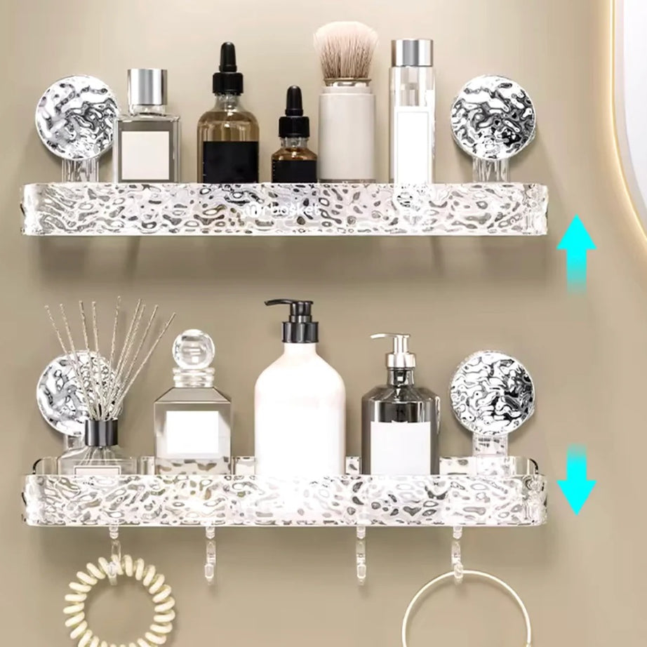 Transparent Suction Cup Bathroom Shelf – Wall Mounted Storage Organizer