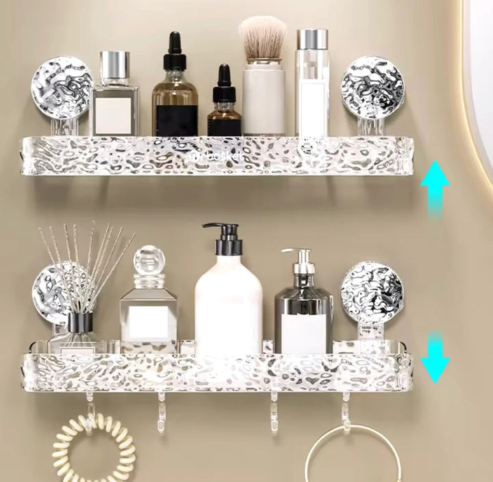 Transparent Suction Cup Bathroom Shelf – Wall Mounted Storage Organizer