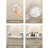 Transparent Suction Cup Bathroom Shelf – Wall Mounted Storage Organizer