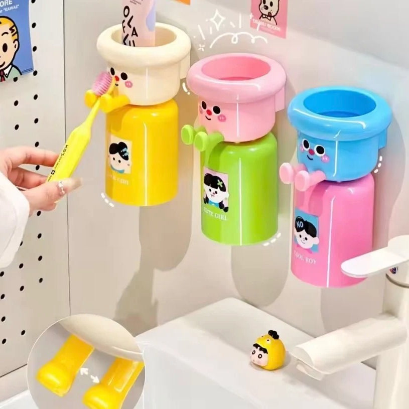Magnetic Toothbrush Holder, Punch Free Toothbrush Cup, Wall Mounted Cartoon Toothbrush Holder