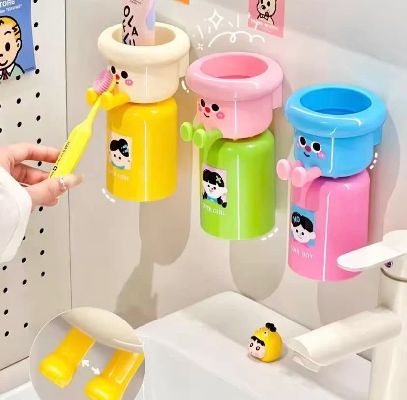Magnetic Toothbrush Holder, Punch Free Toothbrush Cup, Wall Mounted Cartoon Toothbrush Holder