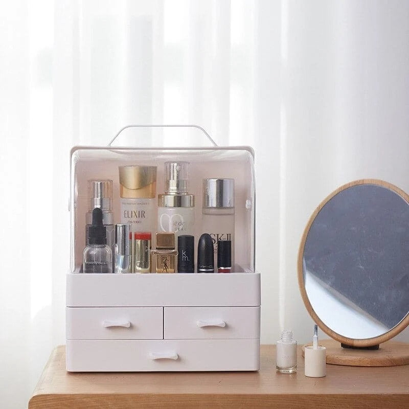 Drawer Type Makeup Organizer with Cover | Multi Layer Cosmetics Storage Box