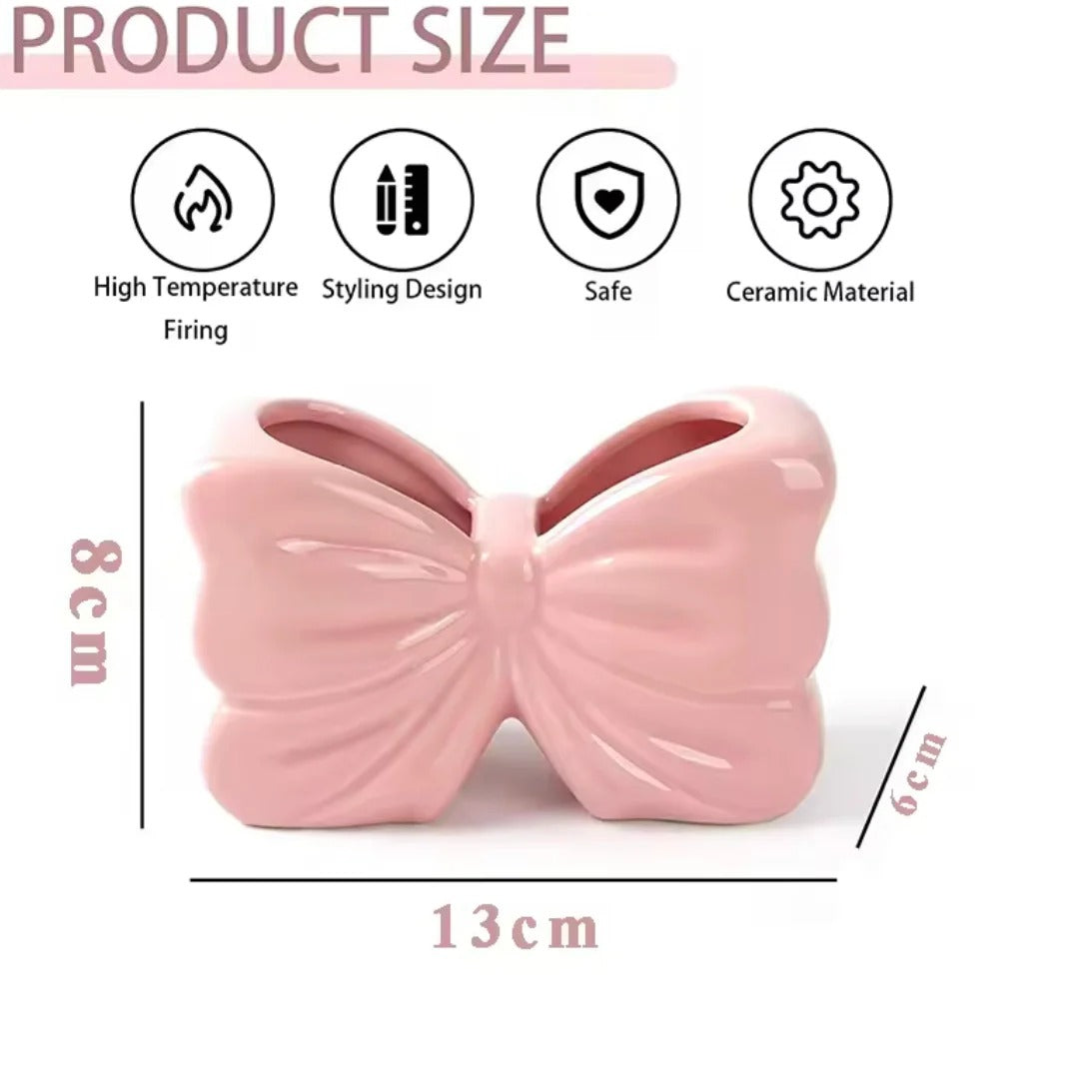 Elegant Bow Shape Ceramic Cosmetic Brush Organizer & Vanity Holder