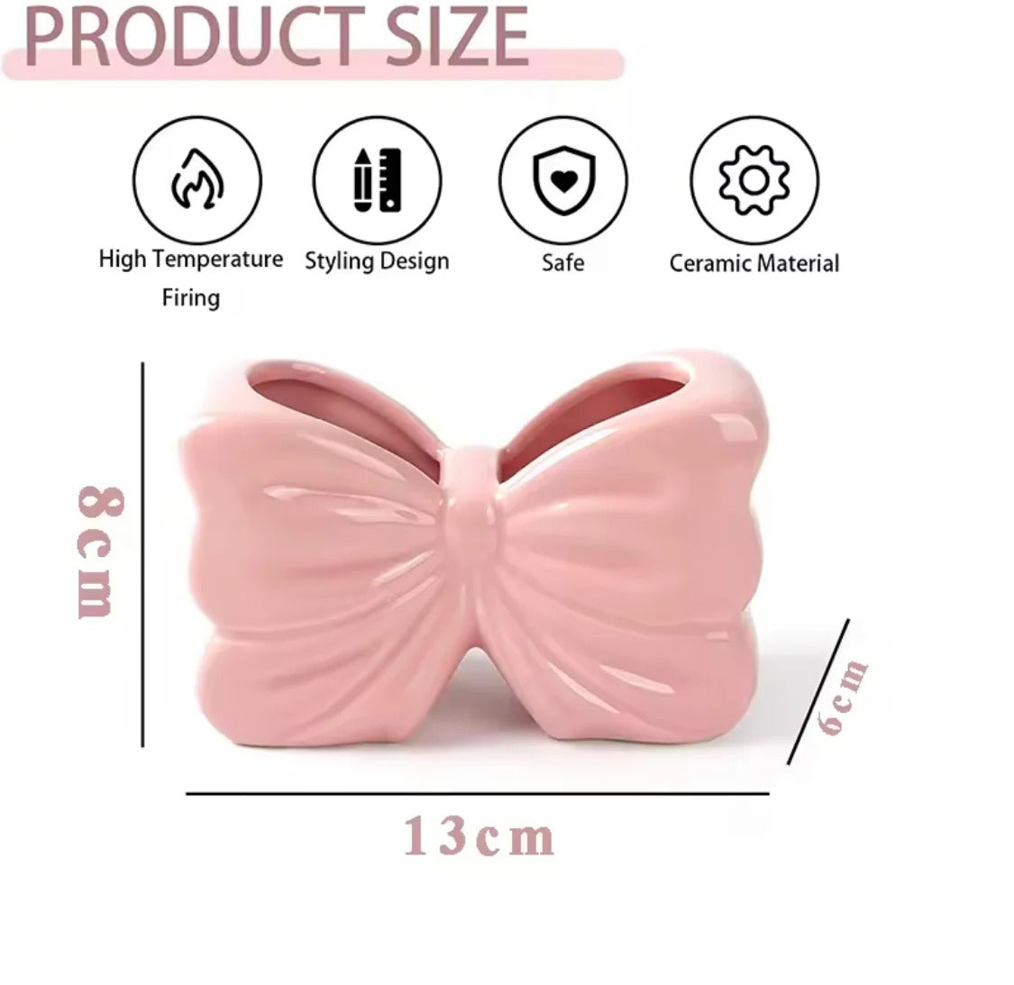 Elegant Bow Shape Ceramic Cosmetic Brush Organizer & Vanity Holder