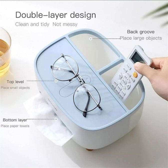 Ecoco Stylish Tissue Box Holder with Remote Holder Organizer