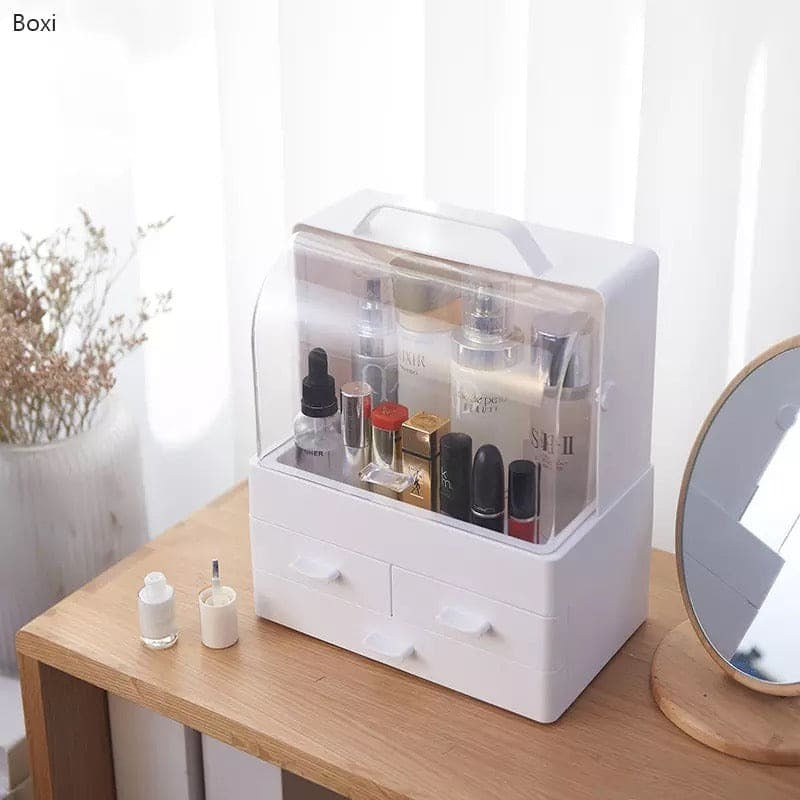 Drawer Type Makeup Organizer with Cover | Multi Layer Cosmetics Storage Box