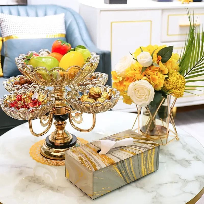 Multilayer Rotating Candy Platter – European Style Fruit & Snack Serving Bowl