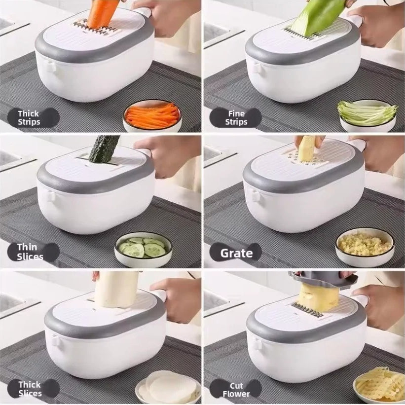 Multifunctional Vegetable Slicer with Drain Basket & Storage Container