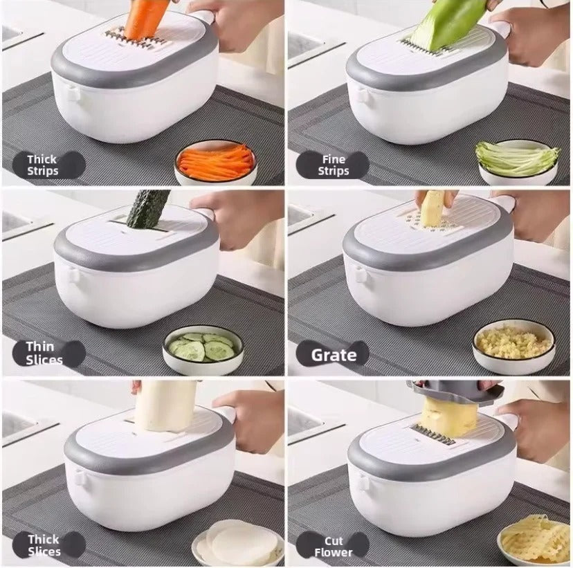 Multifunctional Vegetable Slicer with Drain Basket & Storage Container