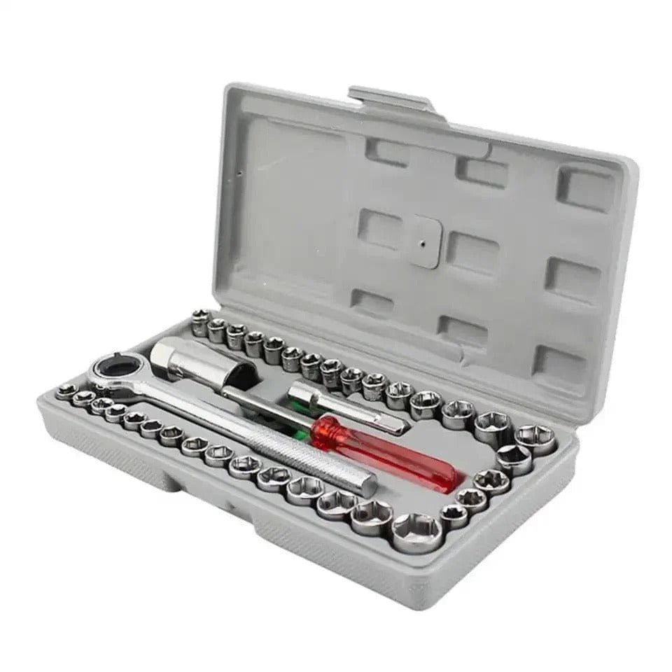40 Pcs Metric Socket Wrench Set with Ratchet and Organizer Case