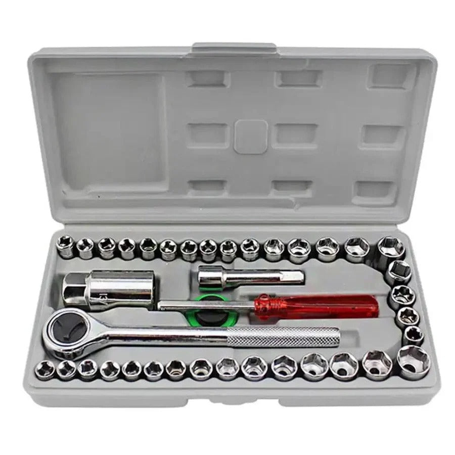 40 Pcs Metric Socket Wrench Set with Ratchet and Organizer Case