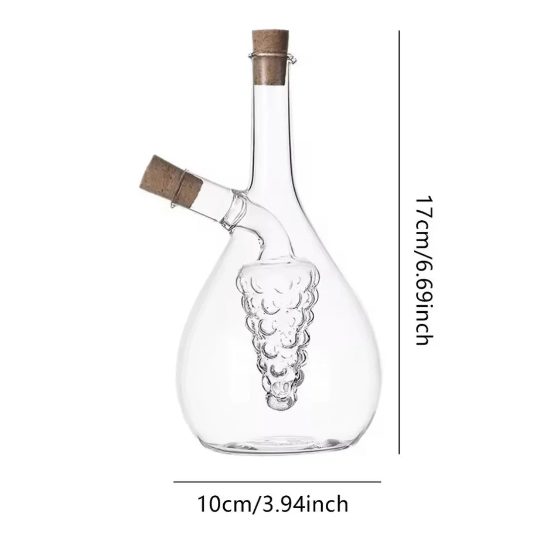 2 In 1 Transparent Glass Oil Bottle with Lid, Creative Double Mouth Glass Seasoning Oil Pot, 2 in 1 Kitchen Cruet Bottle with Cork Stopper