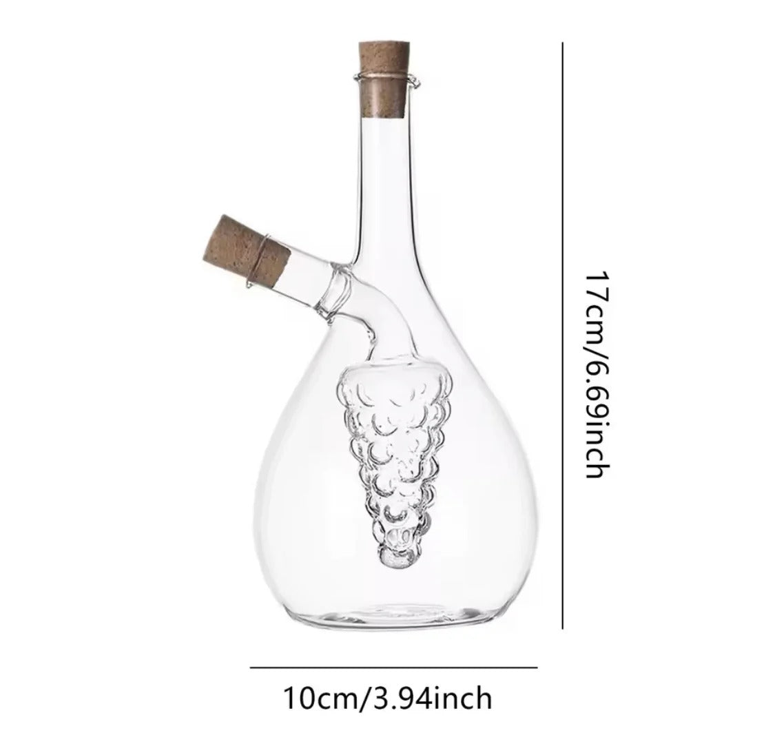 2 In 1 Transparent Glass Oil Bottle with Lid, Creative Double Mouth Glass Seasoning Oil Pot, 2 in 1 Kitchen Cruet Bottle with Cork Stopper