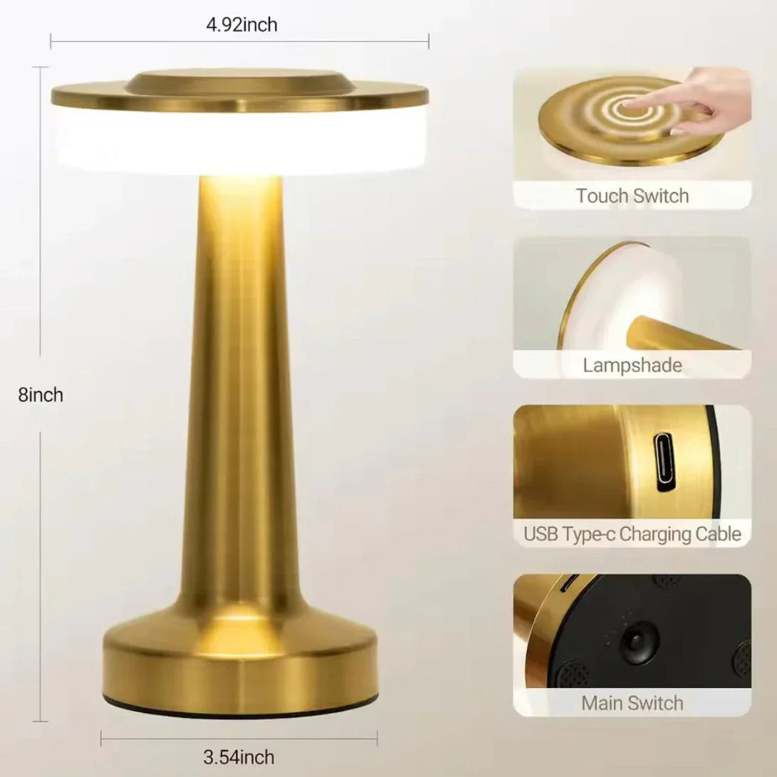 LED Touch Table Lamp - Modern Gold Finish