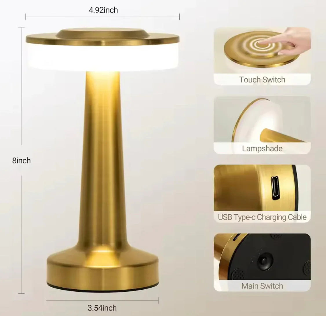LED Touch Table Lamp - Modern Gold Finish