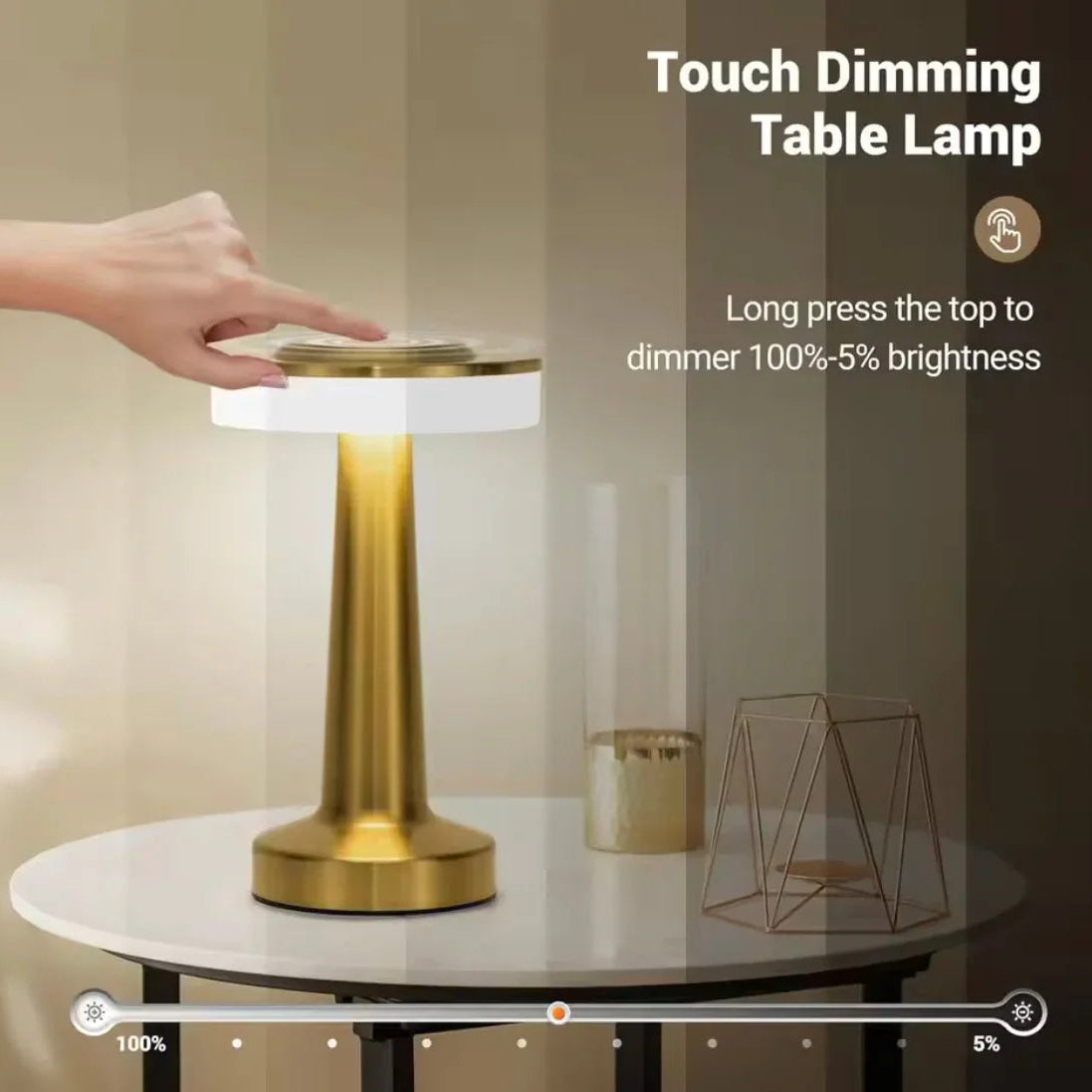 LED Touch Table Lamp - Modern Gold Finish