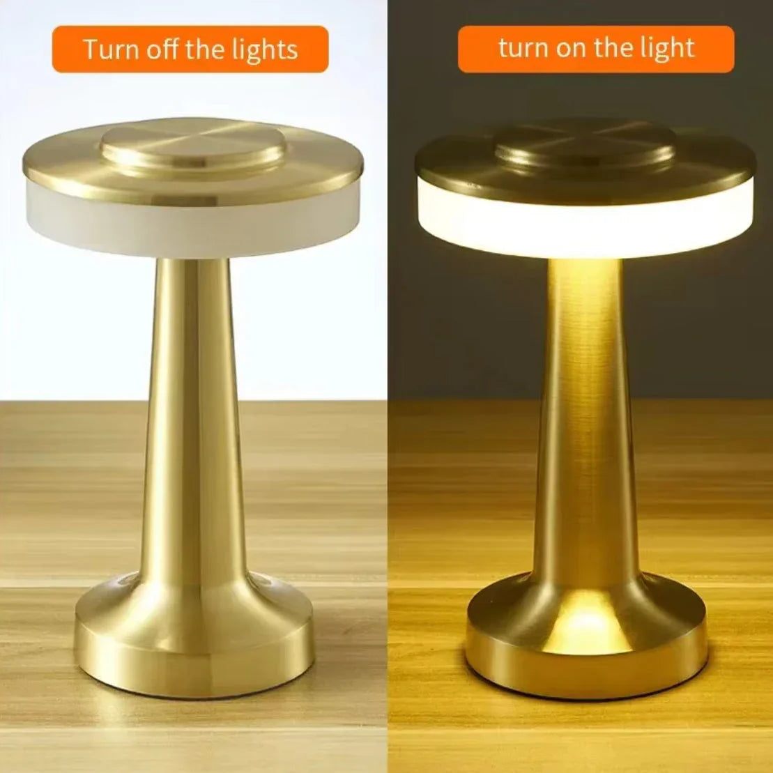 LED Touch Table Lamp - Modern Gold Finish