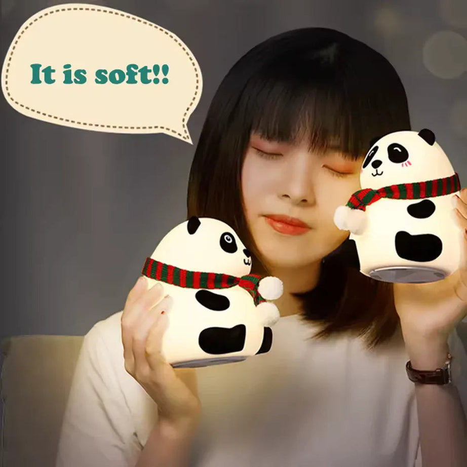 Cute Silicone Panda Lamp With Muffler - Night Light Lamp