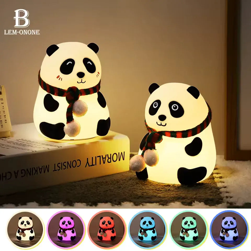 Cute Silicone Panda Lamp With Muffler - Night Light Lamp
