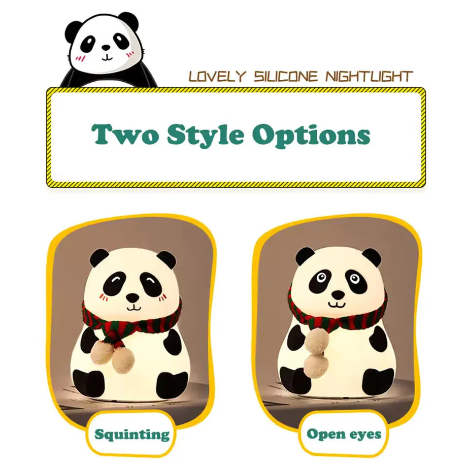 Cute Silicone Panda Lamp With Muffler - Night Light Lamp