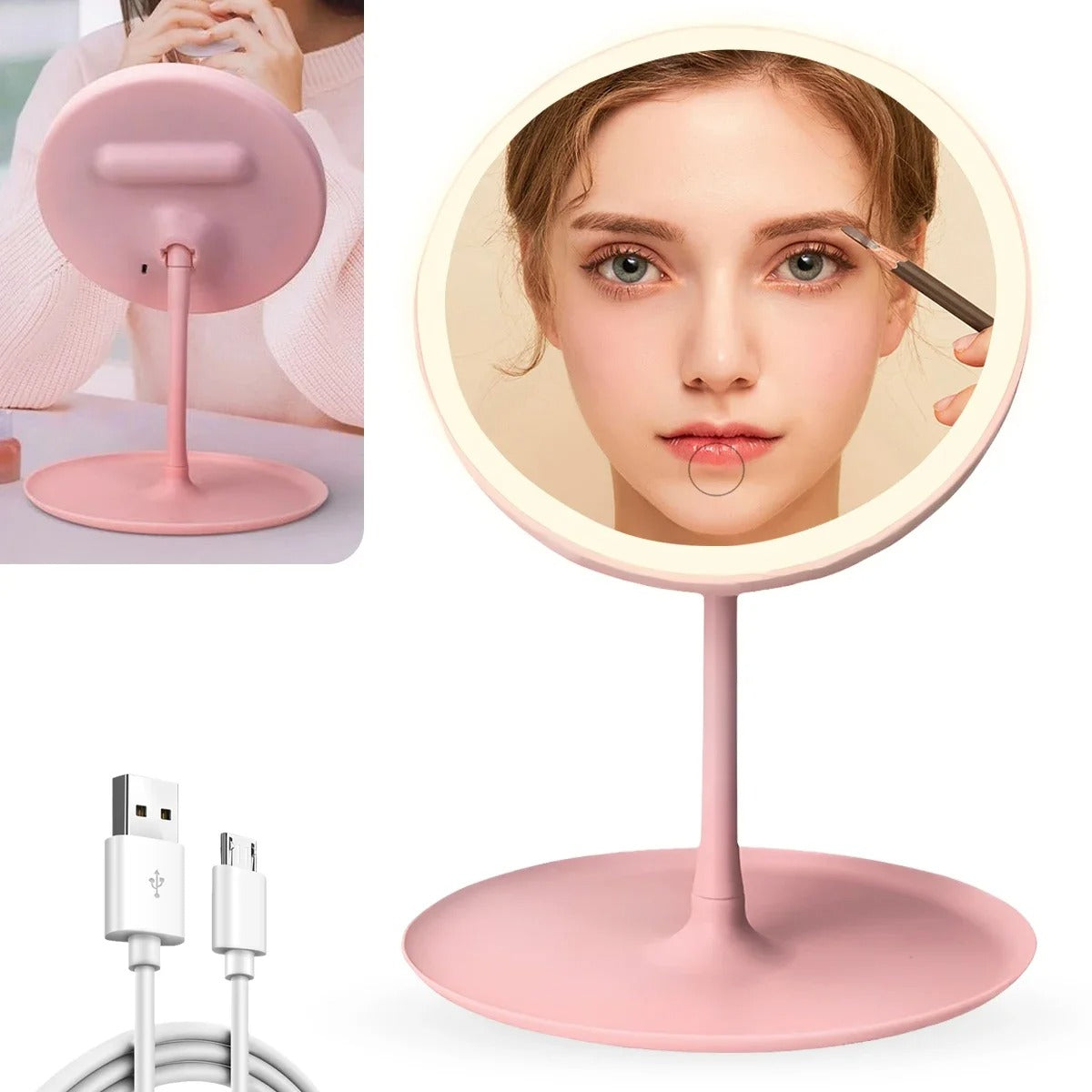 Rechargeable LED Makeup Mirror - Portable Beauty Light