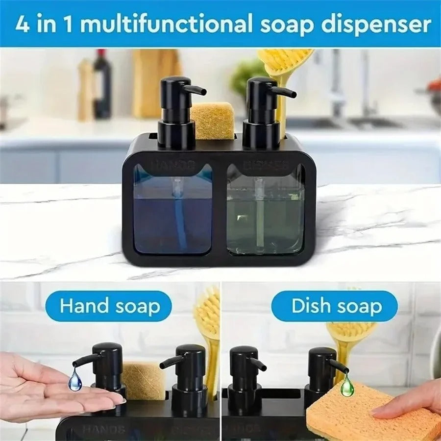 4-in-1 Multi-Functional Kitchen Sink Organizer & Dual Dispenser