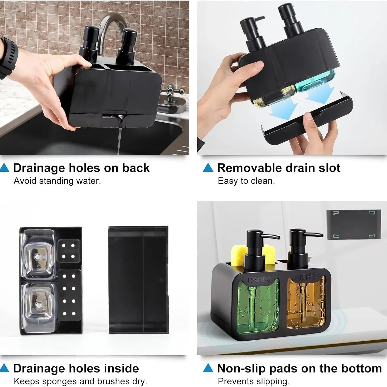4-in-1 Multi-Functional Kitchen Sink Organizer & Dual Dispenser