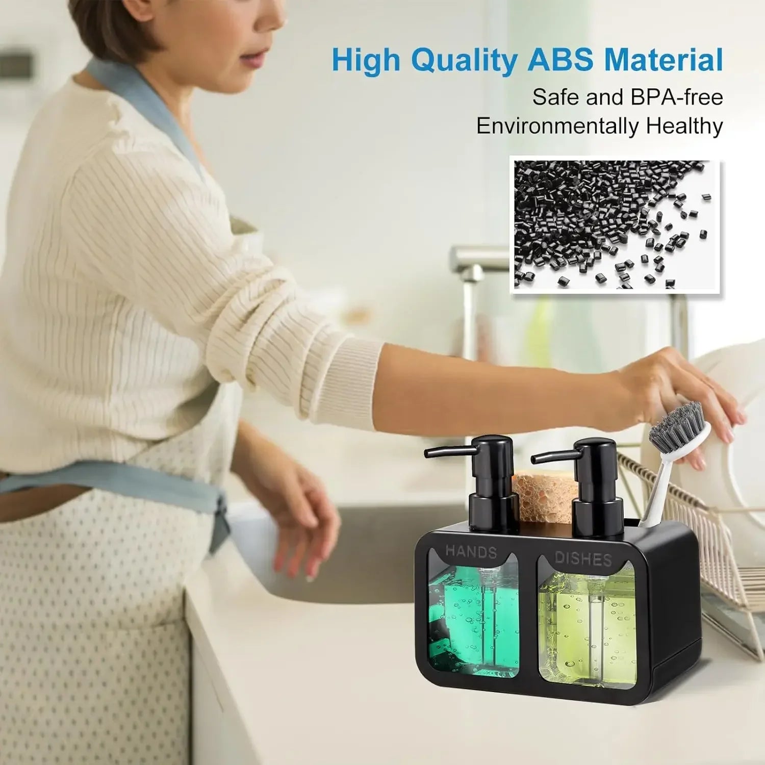 4-in-1 Multi-Functional Kitchen Sink Organizer & Dual Dispenser