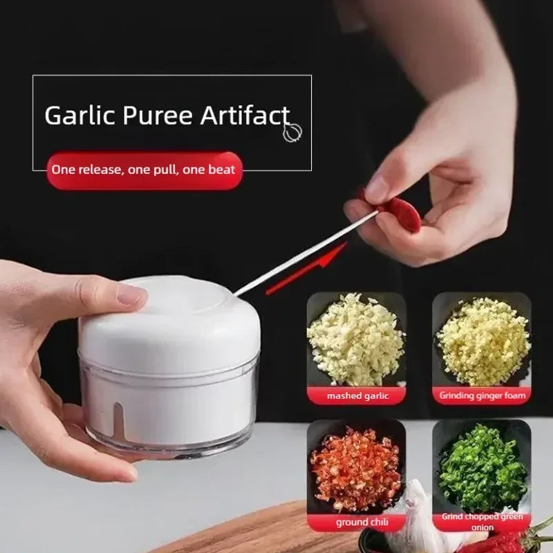 Manual Pull Garlic Chopper – Easy Herb Chopper