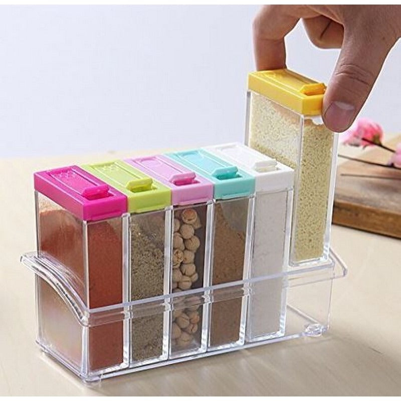 6 Units Transparent Spices Container Kitchen & Cooking view 2 - Nexusmart Pakistan