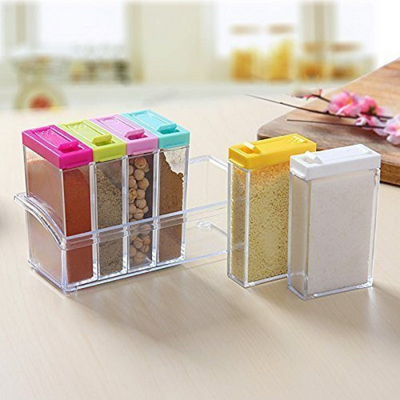 6 Units Transparent Spices Container Kitchen & Cooking view 4 - Nexusmart Pakistan