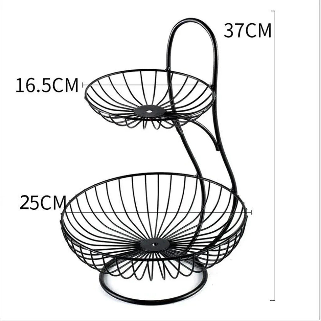 Modern Fruit Basket Stand 2-Tier Storage Basket