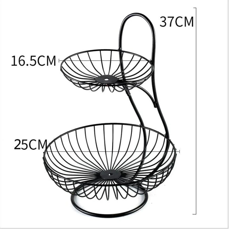 Modern Fruit Basket Stand 2-Tier Storage Basket