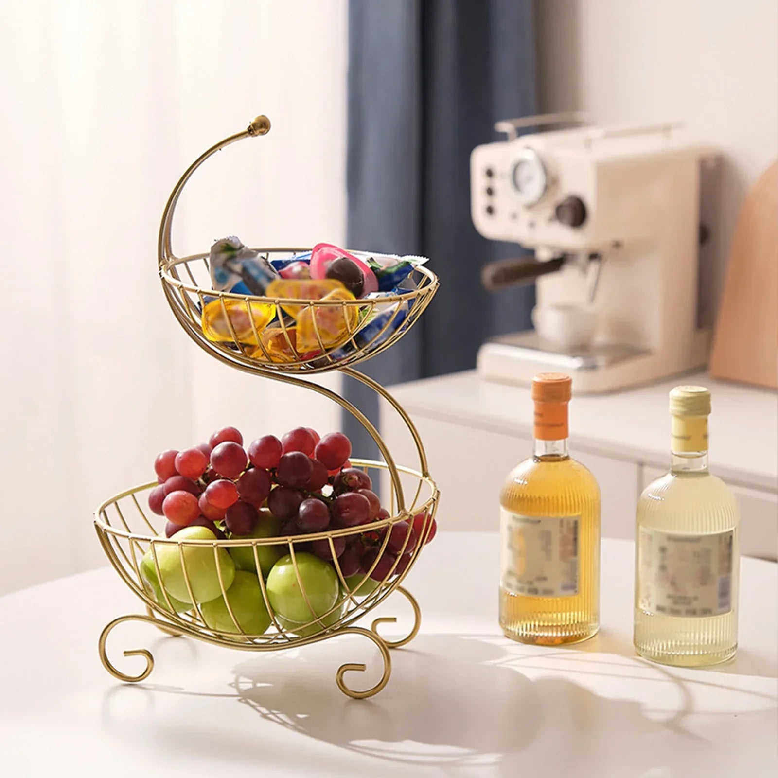 Modern Fruit Basket Stand 2-Tier Storage Basket