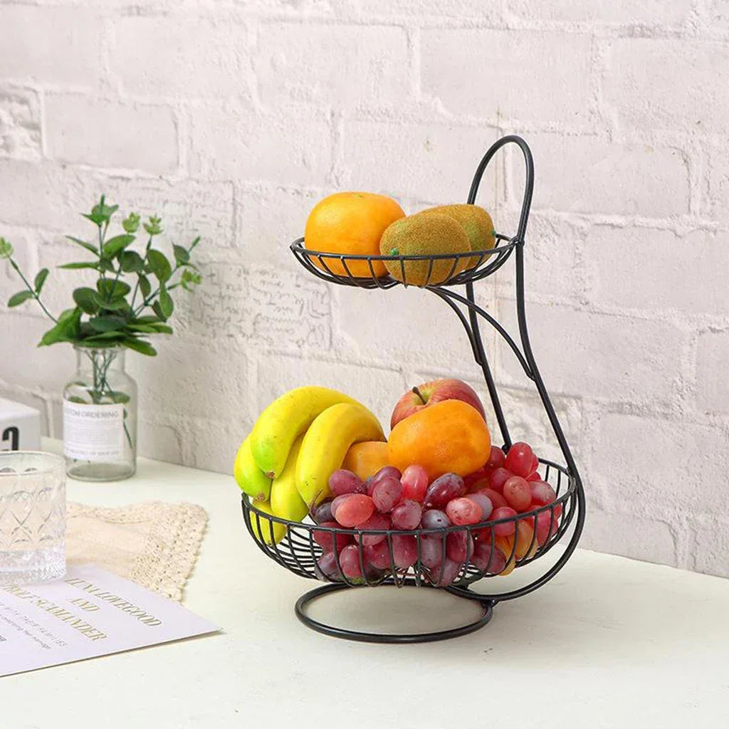 Modern Fruit Basket Stand 2-Tier Storage Basket
