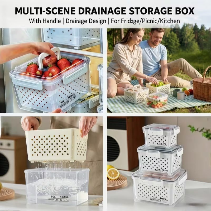 China imported produce drain box can be used in fridge kitchen and picnic settings