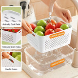 Lift-out drainage basket for rinsing fruits vegetables and separating water from produce