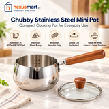 Chubby Stainless Steel Mini Pot 800ml and 1200ml – NexusMart.pk branded main image