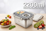 MTM steel food container with removable draining tray marketing display and multiple boxes – original supplier reference