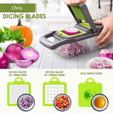 Multi blade vegetable and fruit slicer with container for kitchen prep – detail photo