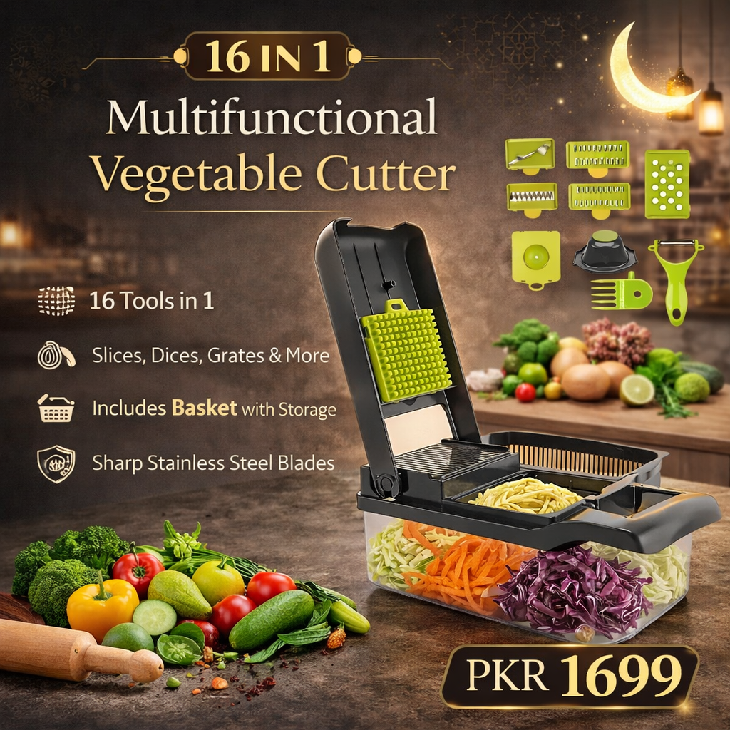 Supplier promotional illustration of multifunction vegetable slicer and chopper with draining basket
